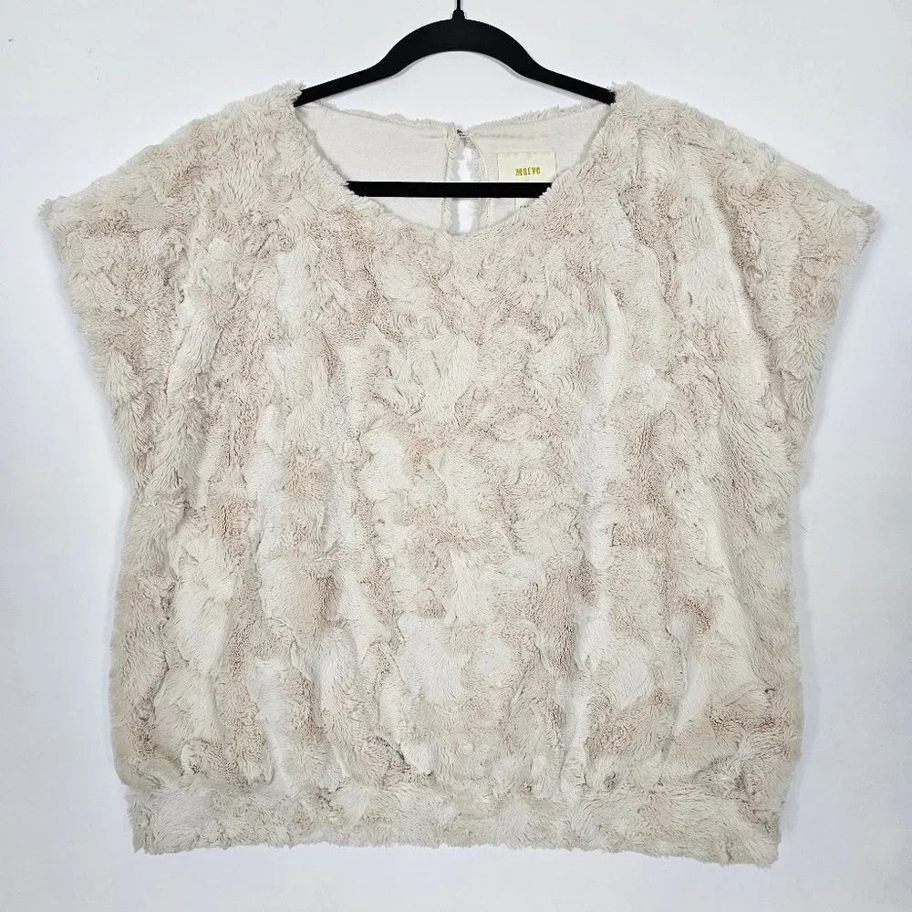 Maeve By Anthropologie Faux Fur Soft Lined Womens XL Short Sleeve Pullover Top - Picture 2 of 10